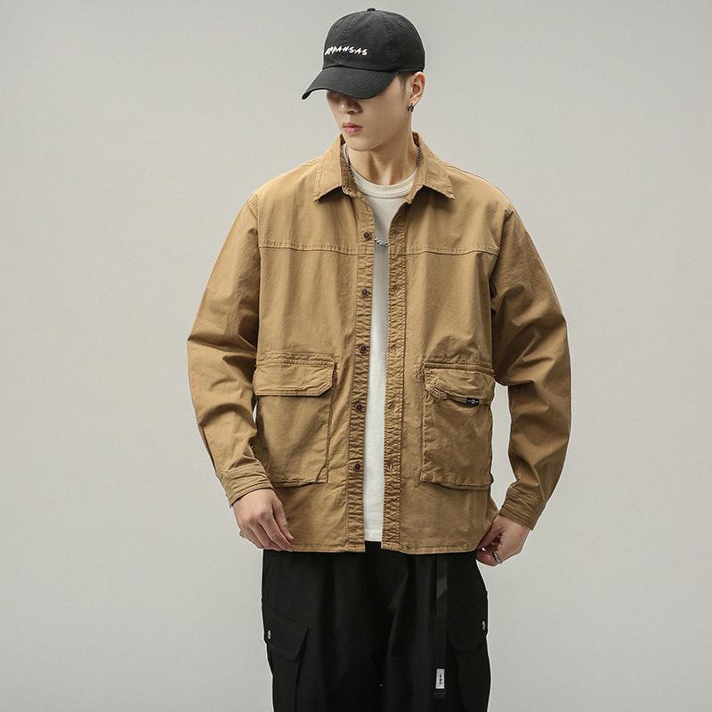 Workwear Long Sleeve Shirt Men's Spring and Autumn Loose Jacket Top Trend Japanese Handsome Casual Jacket
