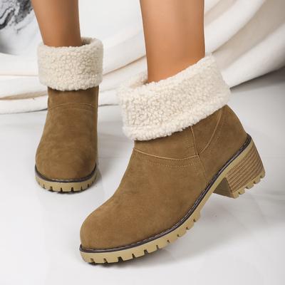 Women Boots Autumn and Winter Fashion New Casual Boots Comfortable Warm Square Hot Round Toe Solid Fashion Women Ankle Boots