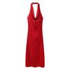 2024 Autumn/Winter European and American Velvet Midi Halter Dress