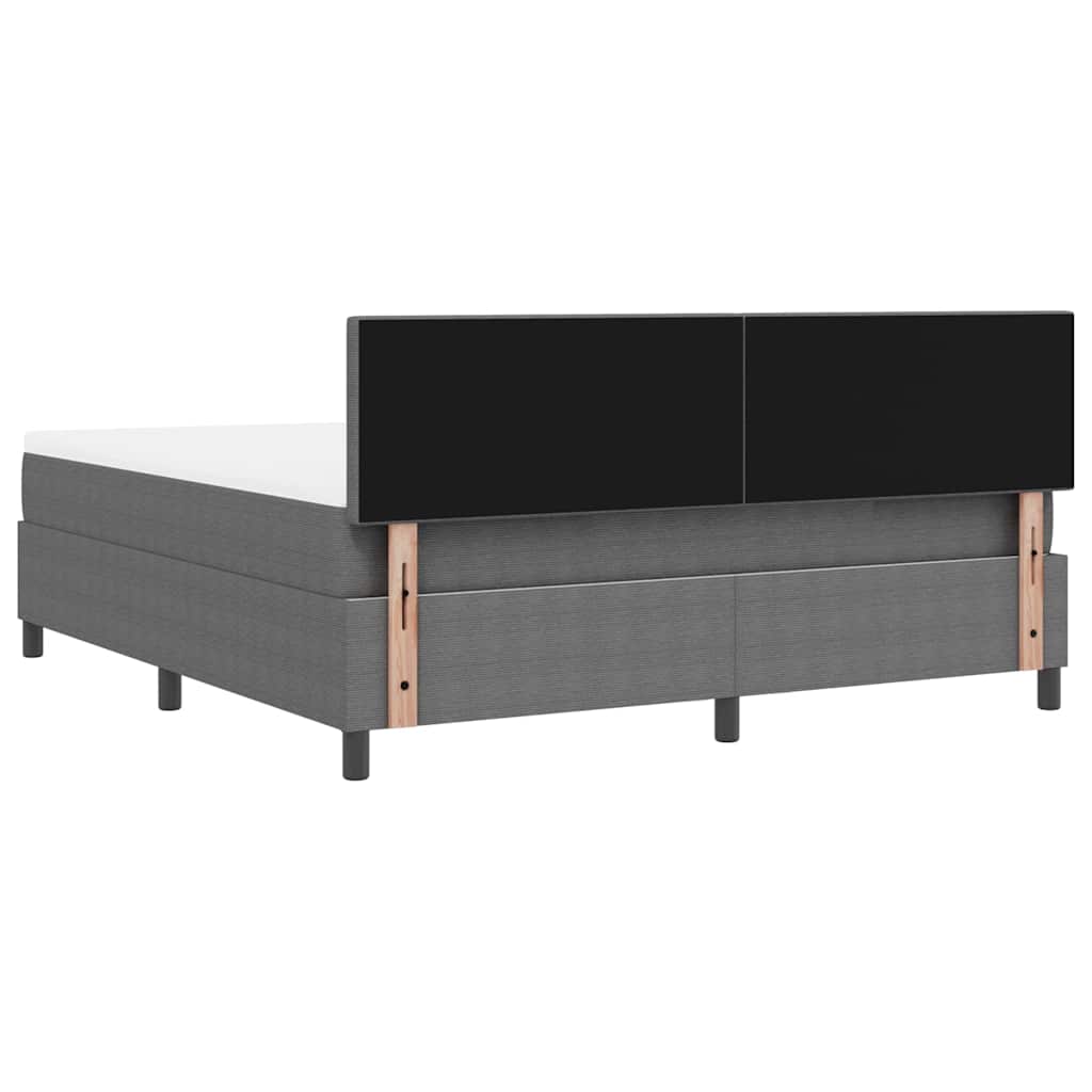 LED Box Spring Bed in Light Grey and White 180 x 200 cm Cord Fabric