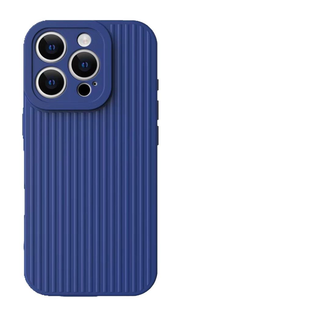 Applicable To IPhone16pm Corrugated Grating Stripe Apple 13/14/15 Simple Solid Color Fine Hole Full-inclusive Protective Case