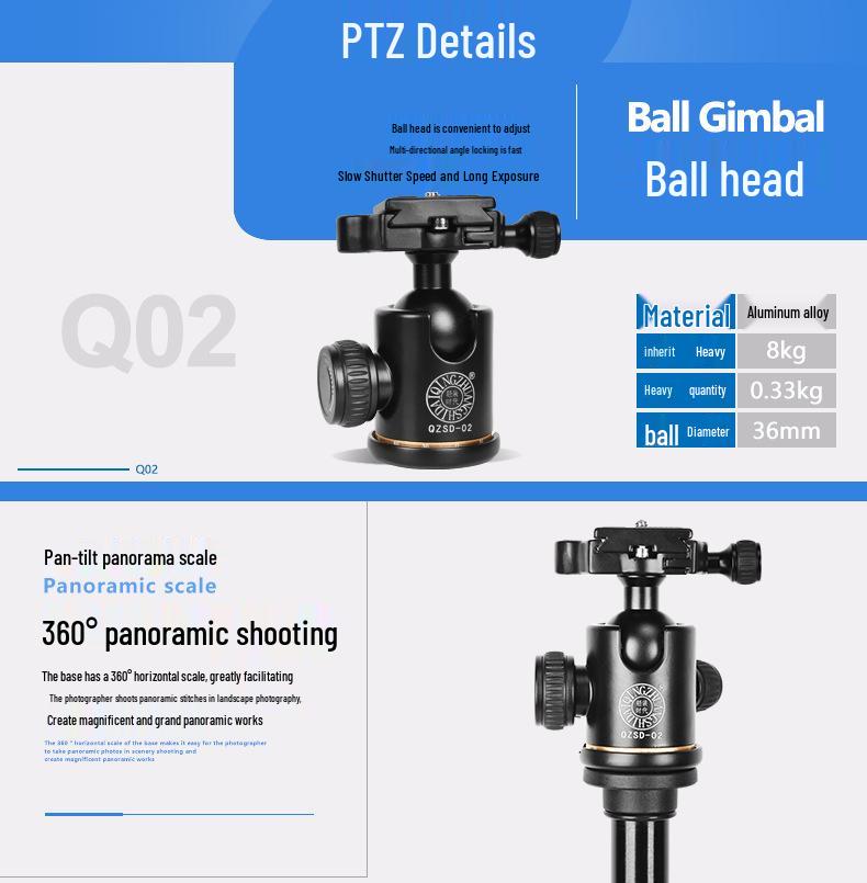 8-Light Edition Q222C Carbon Fiber DSLR Camera Tripod for Photography & Videography - Portable & Travel-Friendly