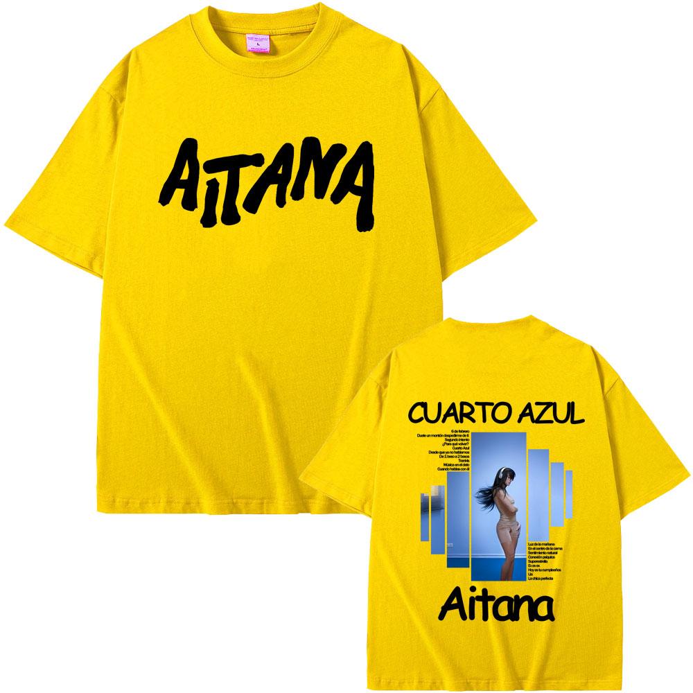 Singer Aitana CUARTO AZUL Album Graphic Tshirt Men Women Hip Hop Fashion Pop Music T Shirts Unisex Casual Cotton Vintage Tshirt