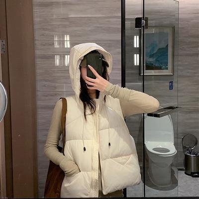 New Winter Short Fashionable Cotton Vest Warm and Versatile Hooded Fashionable Loose Women's Korean Style Slim Jacket