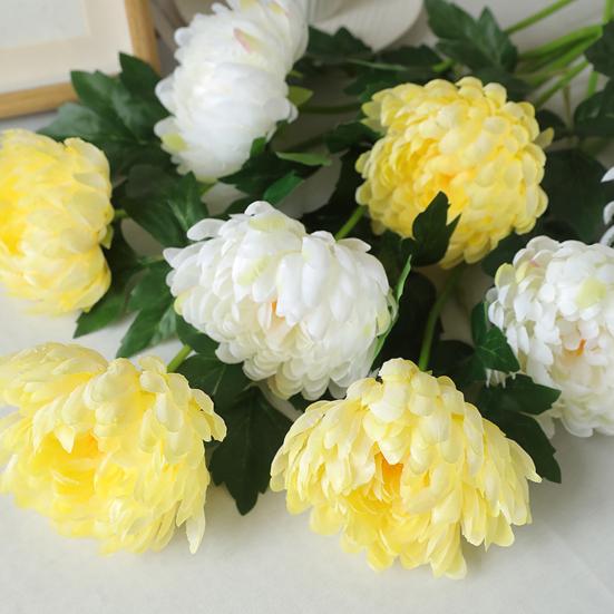 2 Pcs Artificial Chrysanthemum Stems Realistic Fake Chrysanthemum Faux Flower with Flexible