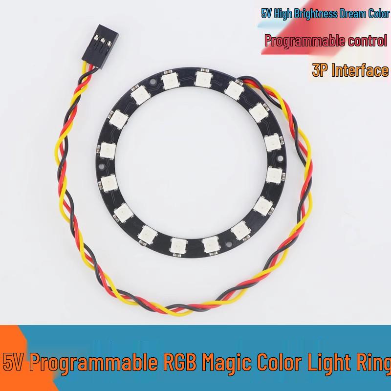 Arduino-Compatible 8x8 RGB LED Panel Ring with WS2812B Magic Color Dot Matrix, 5V Drive
