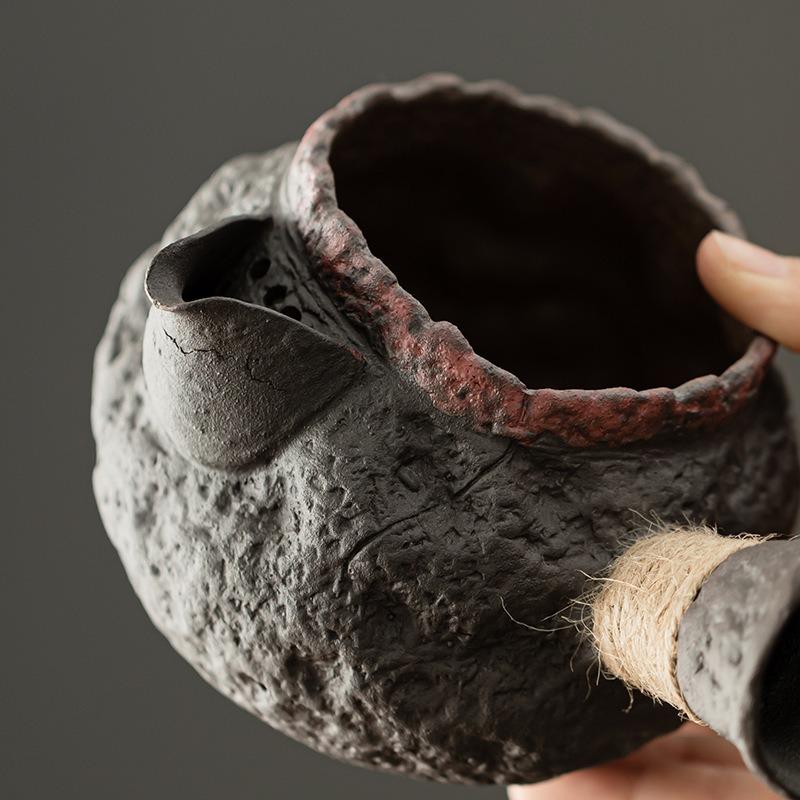 Grobes Keramik Tee-Kochset Holzkohleofen Komplettset für Milchtee-Zubereitung Kleiner Heimgebrauch Retro-Stil Wärmer Brühgerät