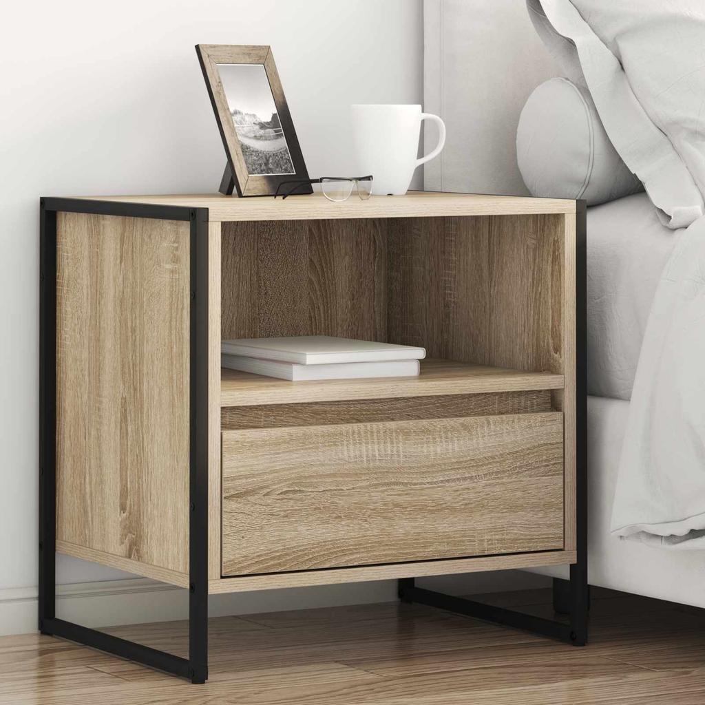 Nightstand Set of 2 Sonoma 50 X 39.5 X 50 Cm Particleboard