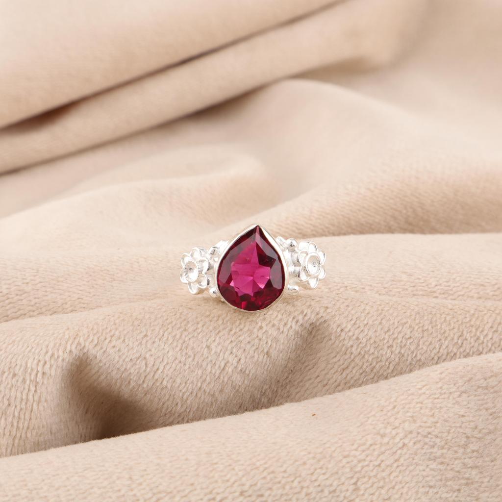 Pink Rubellite Gemstone Jewelry, 925 Sterling Silver Ring, Handmade Charming Ring, Bohemian Rubellite Ring For Grandma Gift