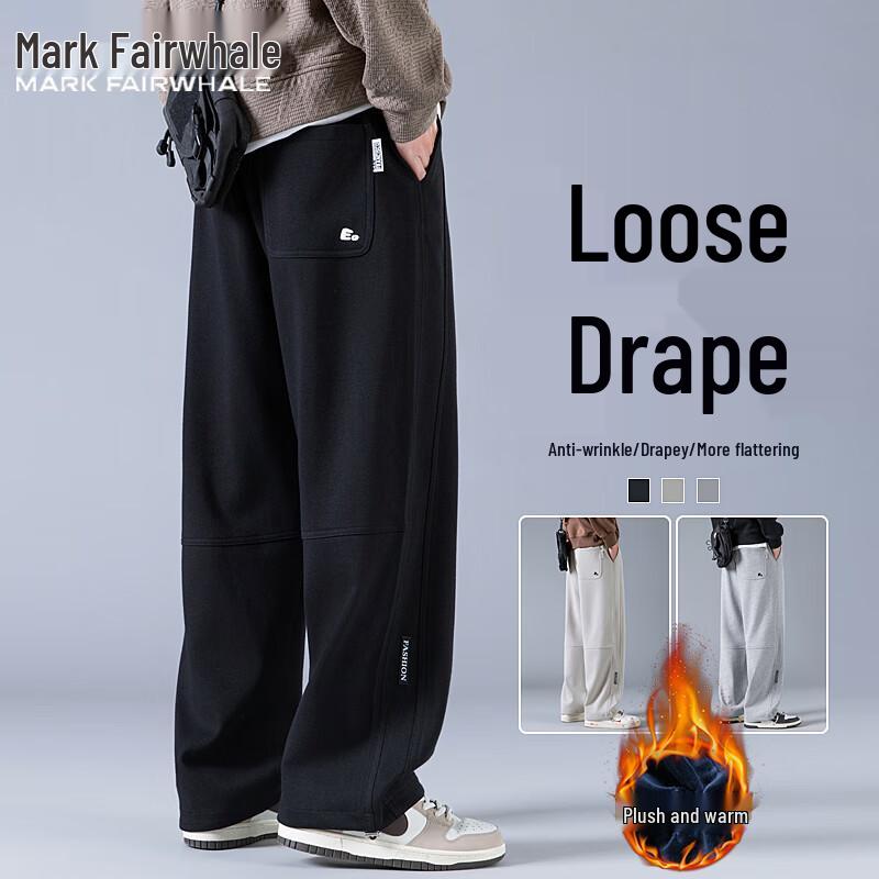 

Mark Fairwhale Men s Winter Fleece-Lined Loose Straight-Leg Sweatpants L