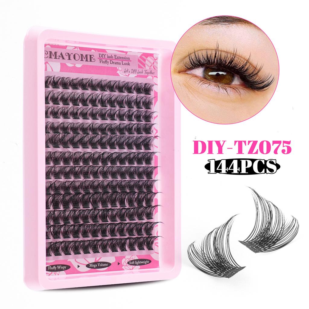 Dichtes Einzel-Cluster C-Song Falsche Wimpern Set 14-18mm Natürlicher Schwung DIY Segmentierte Wimpern