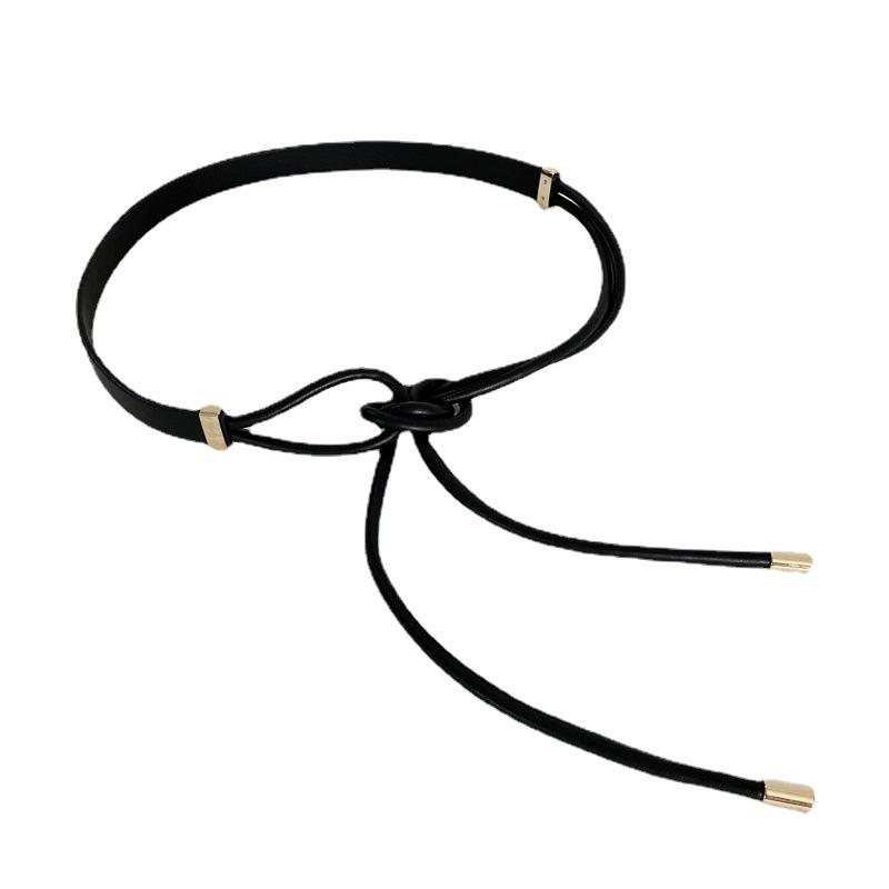Women's Knotted Belt - Stylish Black Waist Accessory for Dresses, Sweaters, and Coats