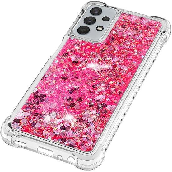 Compatible with Samsung Galaxy A32 5G Case Glitter Cute Clear Phone Case Floating Quicksand Shockproof Protective Bumper Silicone TPU Case for
