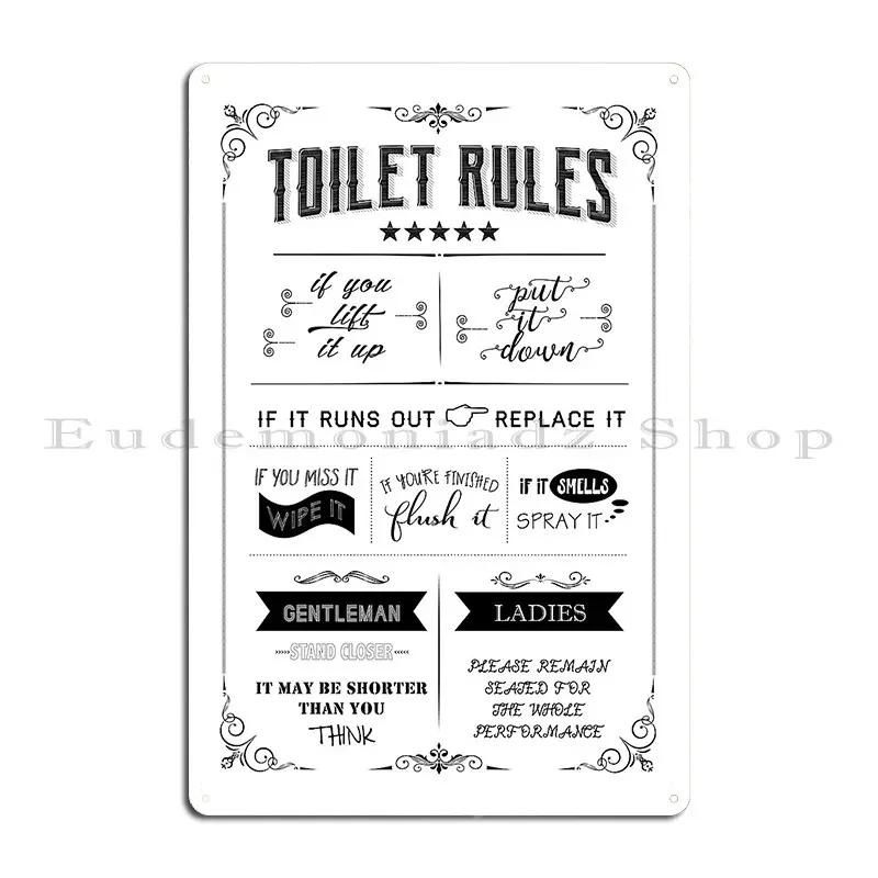Toilet Rules Metal Plaque Poster Wall Mural Plaques Designing Club Wall Decor Tin Sign Poster