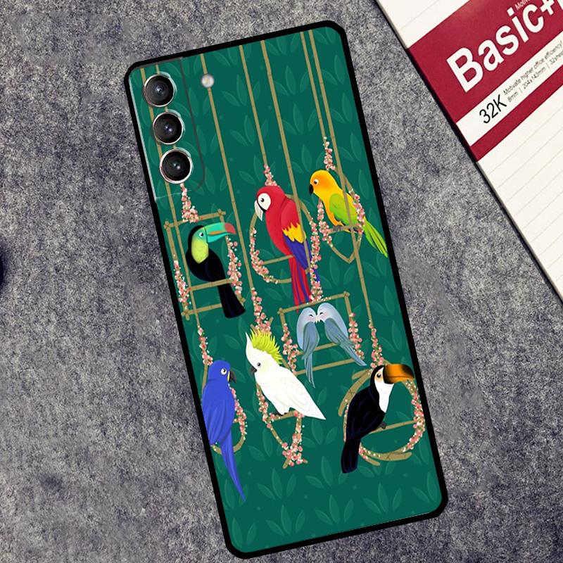 Colorful Parrots Case For Samsung Galaxy S24 S26 Ultra S10 S20 S21 S22 S23 Plus S25 FE S25 Ultra Cover Coque
