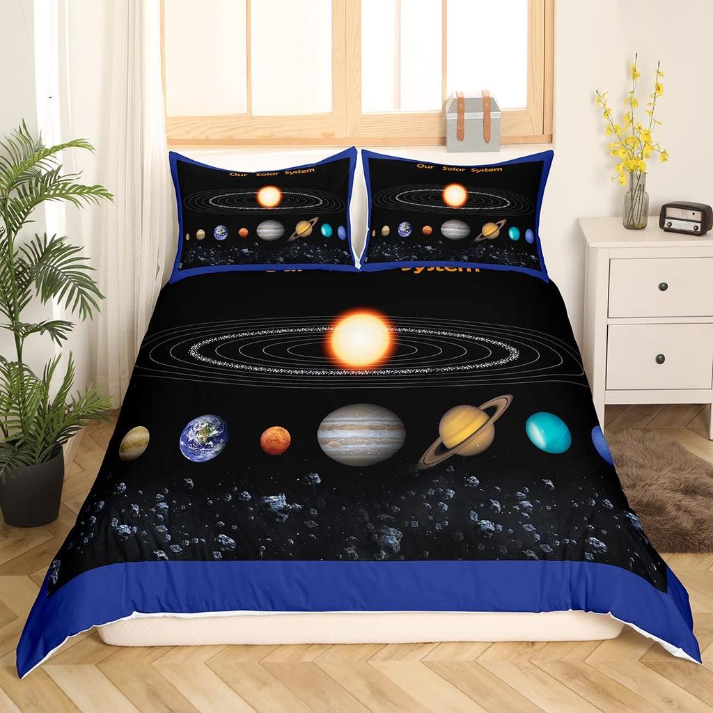 Bettdecke Weltraum Bettdecke Galaxie Weltraum Rakete Aufdruck Bettwäsche Set Universum Planet Raumschiff Polyester