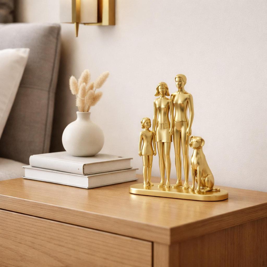 Paar und Hund Skulptur Statue Sammlung Moderne Familienfiguren Heimdeko für Bücherregal Geschenk