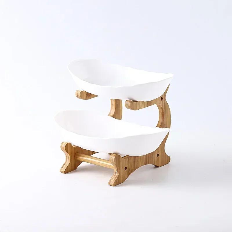 Table Plates For Serving Plates Dinnerware Wooden Partitioned Dish Snack Candy Cake Stand Bowl Food Fruit Plates Set Tableware