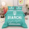 Bianchi Cycles Bicycle Brand Logo 3 Piece Bedding Set, Teal Retro Cafe Racer Duvet Cover Set for Cyclist Men Bedroom Decor