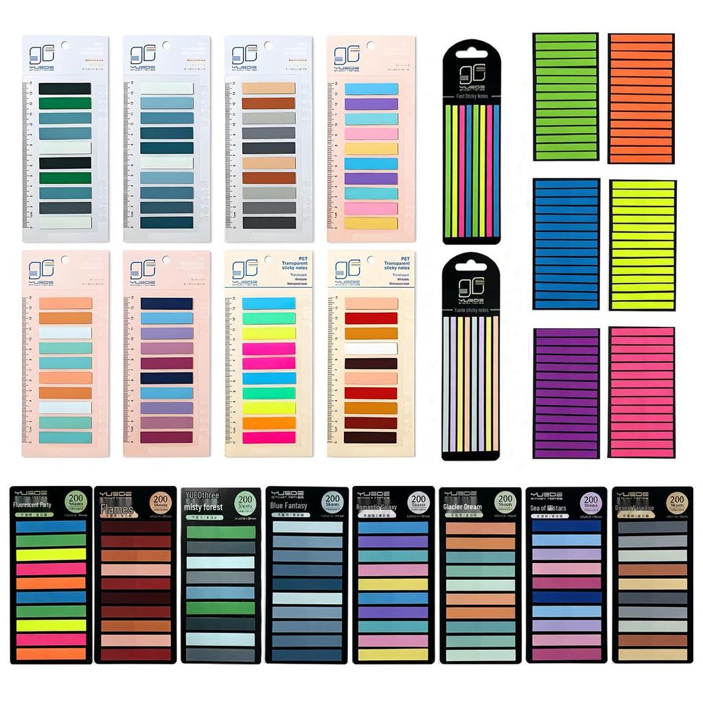 Writable Waterproof Sticky Note Strips – Reusable Plastic Index Labels for Planners