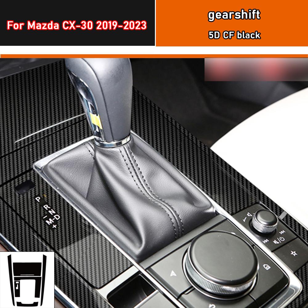 Car Interior Sticker Gear Box Protective Film For Mazda CX-30 2019-2025 Car window Panel Sticker Carbon Fiber Black