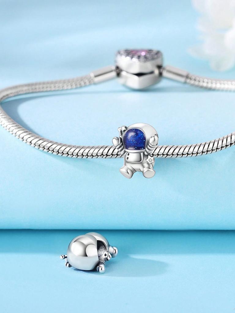 Charms Plata Starry Sky Astronaut Moon Bear Beads Copper Plated Fitcopperoriginal Bracelet For Jewelry Making Diy Charm