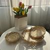 Durable Round Woven Bamboo Tray Handmade Home Organizer Wicker Bread Basket Bamboo Woven Basket Kitchen