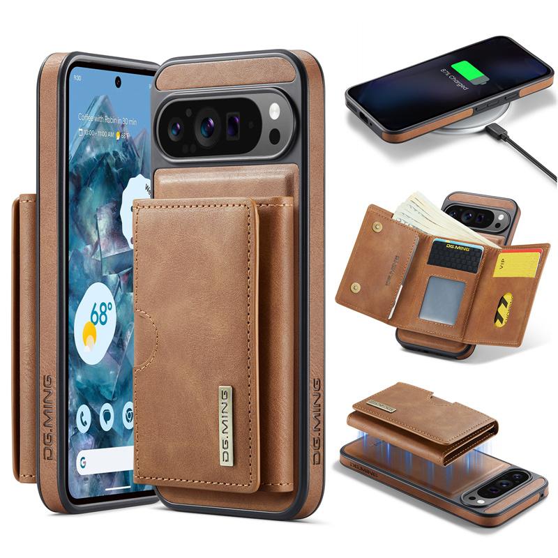 2 in 1 Detachable Magnetic Flip Leather Phone Case for Google Pixel 10 Pro XL Pixel 9 Pro Pixel 8 Pro Vintage Wallet Card Pocket Back Cover Coque