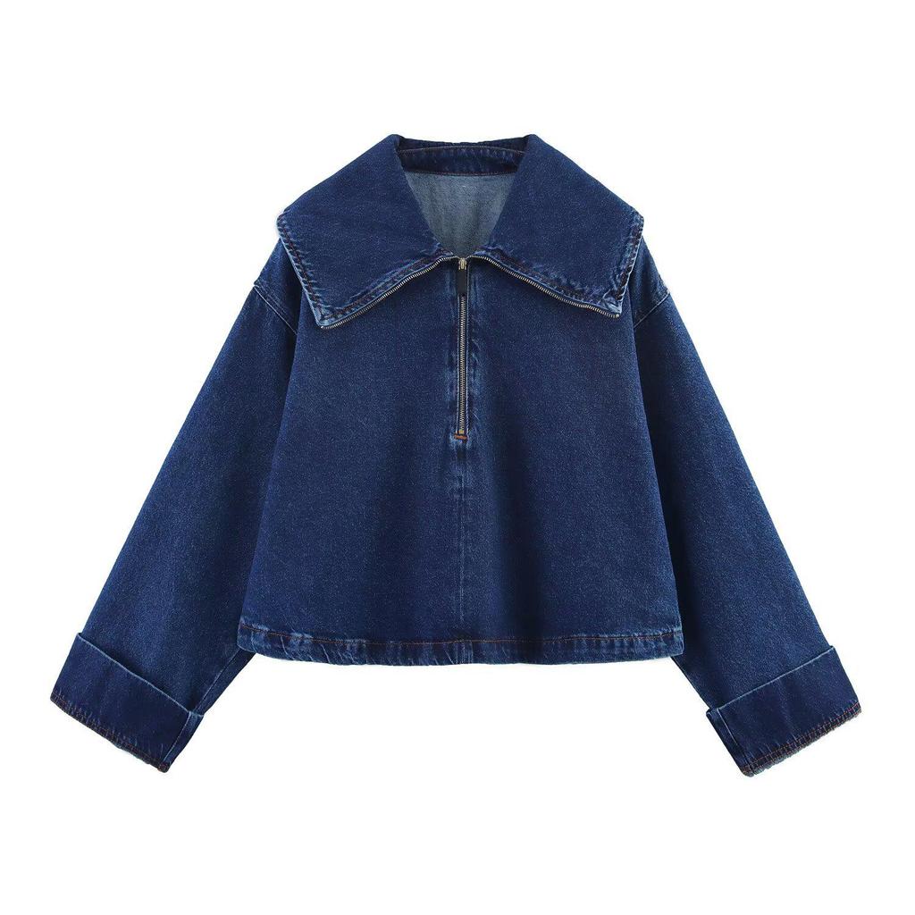 2025 Spring Women's Fashion Denim Zipper Jacket & High-Waisted Jeans Set