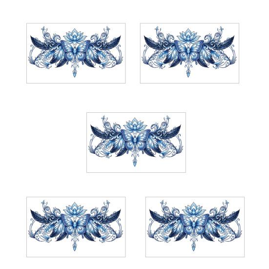 5 Sheets Colorful Butterfly Flower Tattoo Stickers, Waterproof Temporary Body Art, Hypoallergenic Floral Chest Back Decals for Women Girls