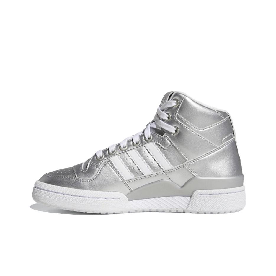 adidas Originals Forum Mid Syntetická kůže Vysoké tenisky Dámské tenisky Stříbrné D98185