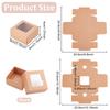 20sets Folding Kraft Paper Cardboard Jewelry Gift Boxes with PVC Visible Window Square BurlyWood Finished Product: 8x8x4cm