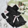 Sex Underwear European and American Popular Simulation Silk Suspender Ruffle Edge Splicing Shorts Women's Sexy Loungewear Set