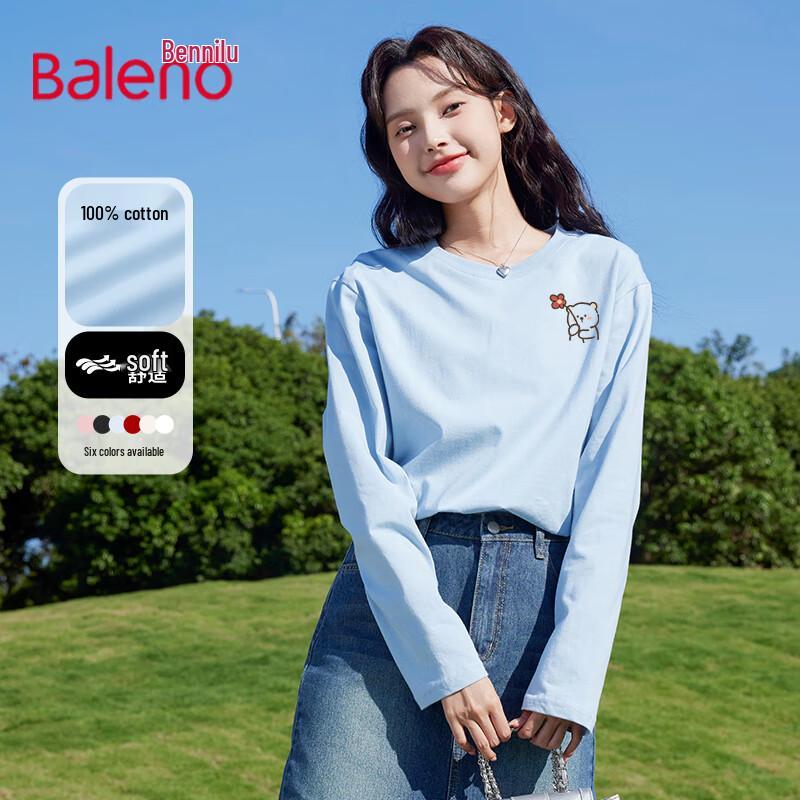 Baleno Women s Pure Cotton Long-Sleeve Round Neck T-Shirt M