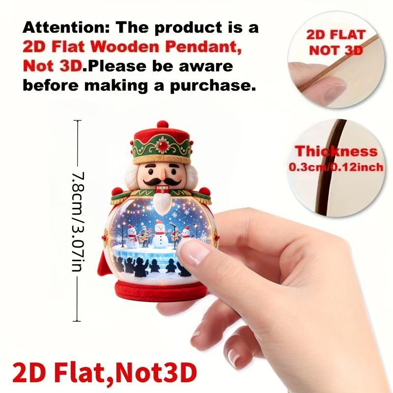 Set Of 10 Wooden Nutcracker-Themed Hanging Ornaments With Strings – Festive Holiday Tree & Party Decorations