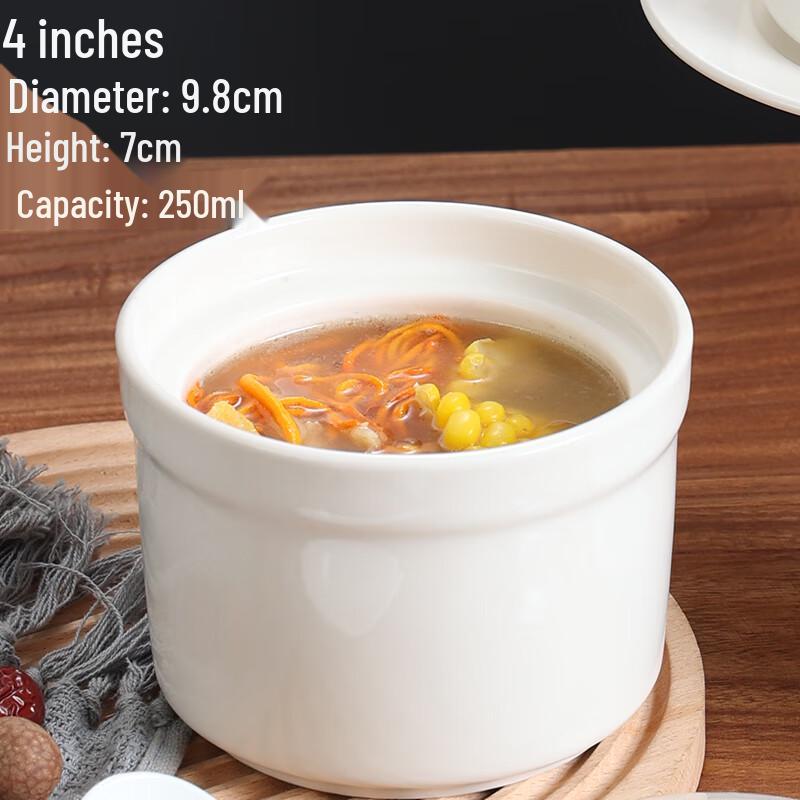 Zhaoran 4-inch Pure White Ceramic Stew Cup Body (10-pack)