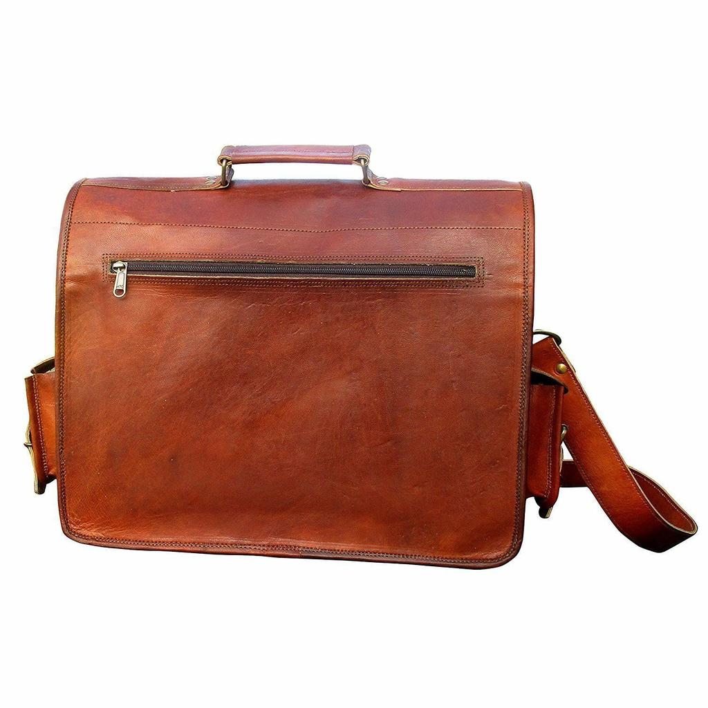 Laptop Briefcase Bag Soft Leather Vintage Messenger Shoulder Men Satchel