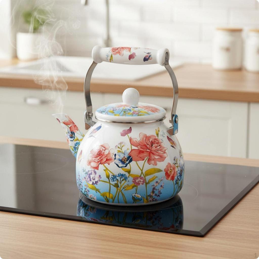 Bollitore Smaltato Compatibile Induzione Resistente al Calore Utensile da Cucina per Fornello Fiore