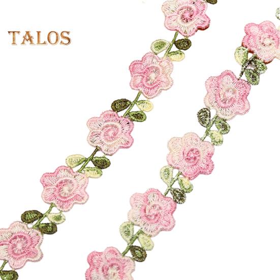 

Цветочная кружевная отделка лента яркий цвет широко используется DIY ремесла вышитые крючком кружева отделка ткани украшения для шитья светло-розовый