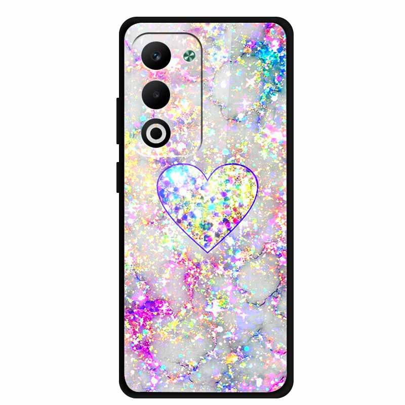 Glass Back Cover For Oppo A5 5G 2025 Phone Case 6.67" Hard Tempered Glass Case For Oppo A5i Pro 4G Case A5iPro Soft Bumper Shell