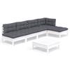 6 Piece Garden Lounge Set with Cushions White Pine Wood