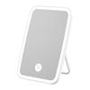 LED Vanity Mirror with USB Charging, Foldable Desktop Mirror for Dorm Room Office Makeup, 3 Color Lights, Storage Base