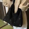 College Style Bag Women's Casual Hollow Tote Bag Foreign Style Suede Shoulder Bag Women's Commuter Armpit Bag
