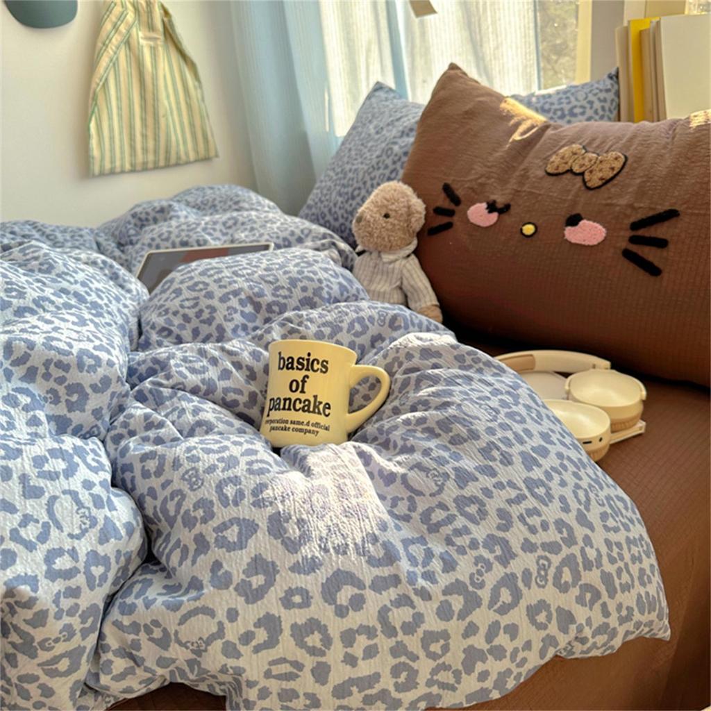 2026 Washable Leopard Print Chenille Kitten Bedding Set - Leopard Theme