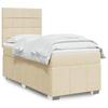 VidaXL Slat Bed Base with Mattress Cream 90x200 Cm Fabric, Bed, Platform Bed, Panel Bed, Bedroom Furniture 3293856