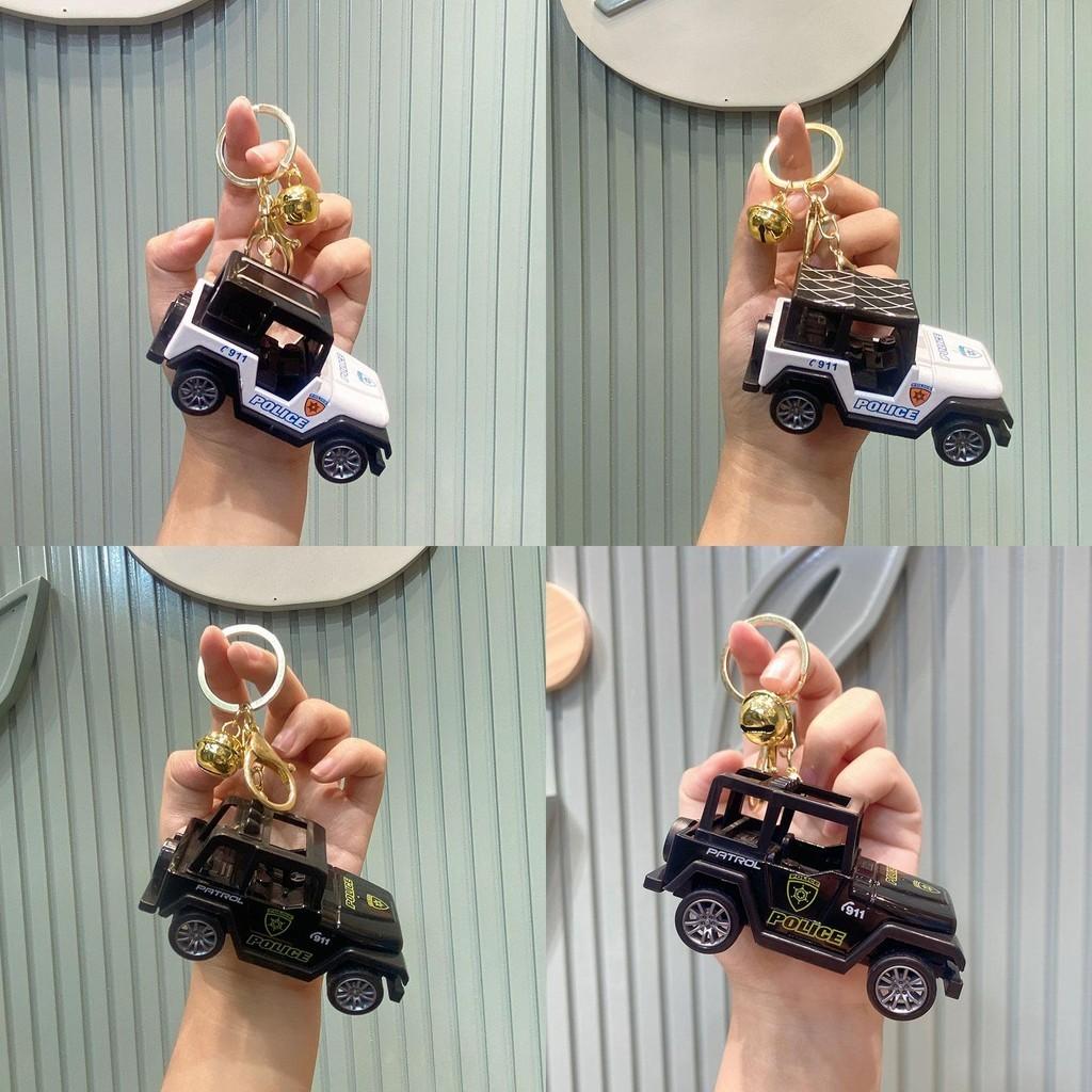 Creative Miniature Police Car Backpack Car Keychain Cute Model Keyring Toy