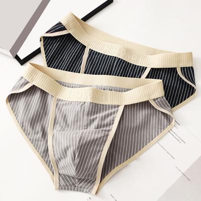 Erkek Külot Düşük Bel Elastik Bel Slim Fit 3D Çanta Tasarım Külot Çizgili Baskı Yumuşak Nefes Alabilir İç Çamaşırı Günlük Giyim