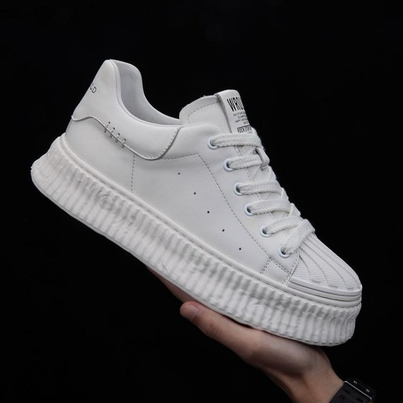Cross-Border European Station Platform Men'S Shoes New Summer Breathable Little White Shoes Versatile Leather Men'S Trendy Casual Shoes