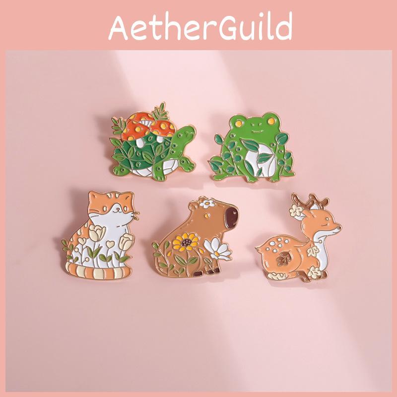 Creative Cartoon Animal Floral Metal Brooch Adorable Gift For Students And Adults