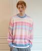 WAIKEI Multi-Stripe See-Through Knit Pink